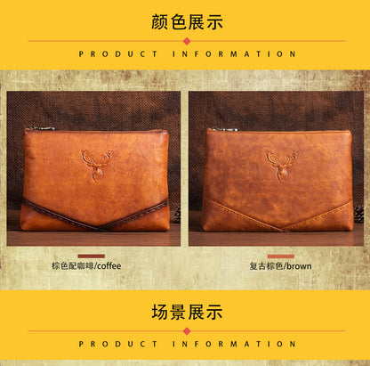 Men's Clutch Bag Genuine Cowhide Leather Casual Men's Handbag 