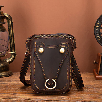Men's Shoulder Bag Cowhide Genuine Leather Retro Fashion Casual Men's Crossbody Bag 