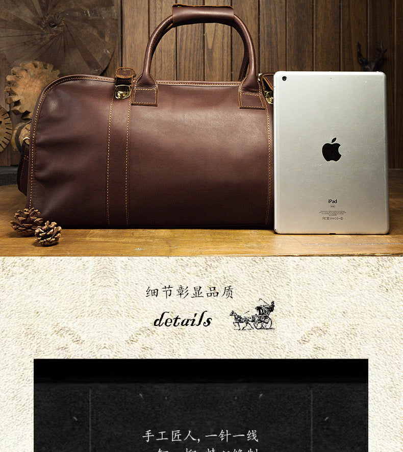 Men's travel bag Genuine cowhide leather large capacity handbag Men's crossbody shoulder bag Luggage bag 