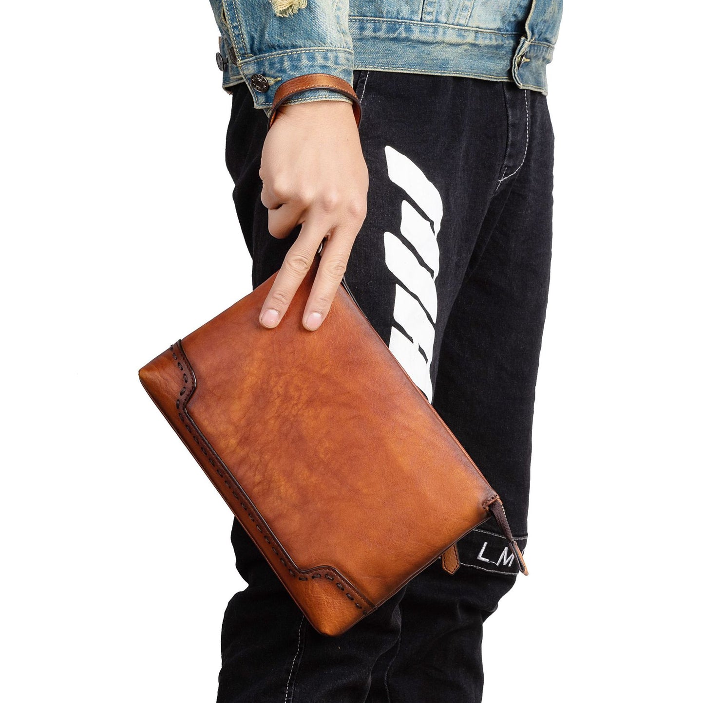 Men's clutch bag cowhide genuine leather casual retro male handbag 