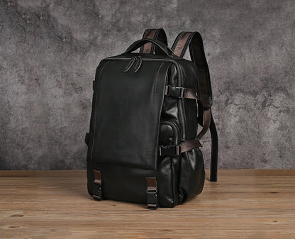 Men's backpack cowhide genuine leather retro casual business travel bag for men computer bag 