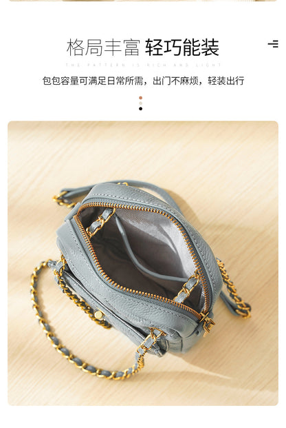 Genuine leather mobile bag ladies bag plaid mini pouch vertical fashion chain bag shoulder bag. pochette