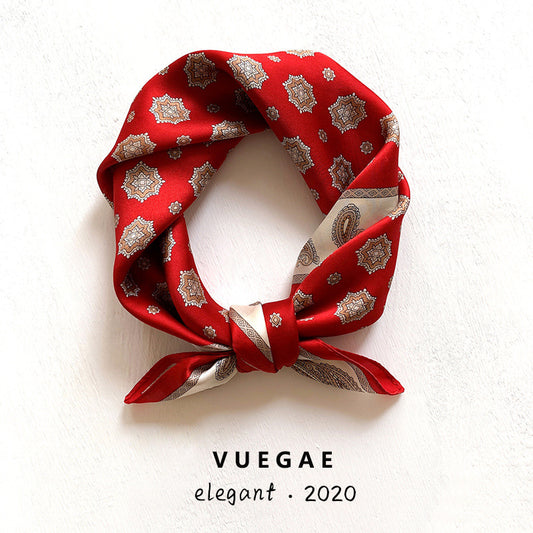 Silk scarf for women printed pattern commuting style small scarf goes with everything elegant neckerchief