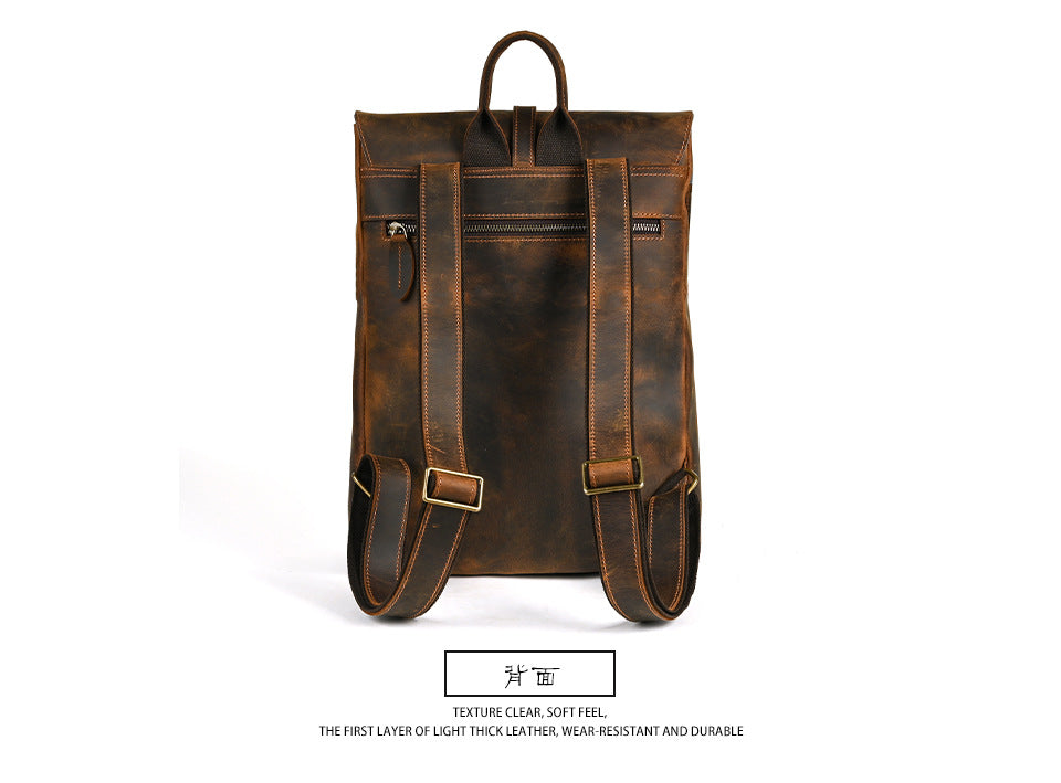 Men's backpack cowhide genuine leather retro casual computer bag for men 