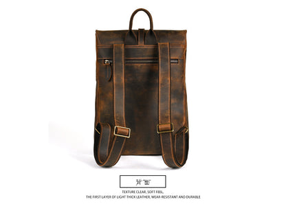 Men's backpack cowhide genuine leather retro casual computer bag for men 