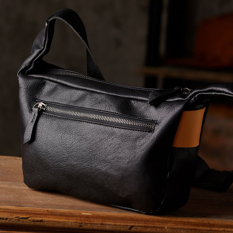 Men's Shoulder Bag Handcrafted Genuine Cowhide Leather Retro Casual Fashion Messenger Bag Crossbody Bag 