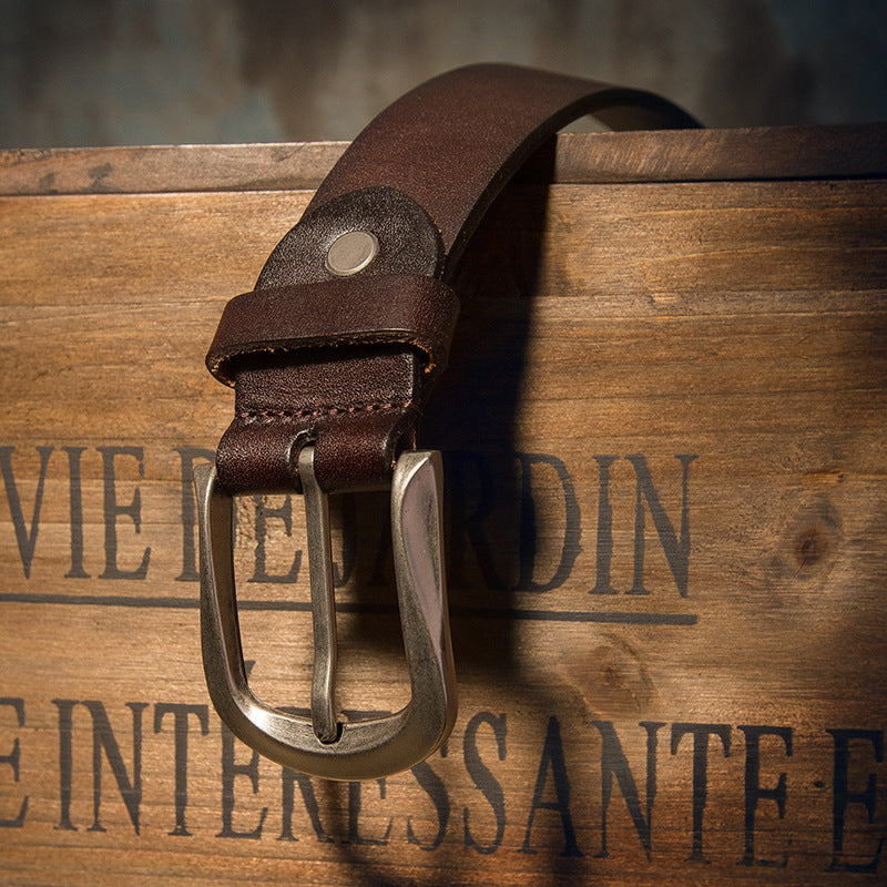 Men's Belt Handmade Genuine Cowhide Leather Fashion Needle Buckle Men's Belt 