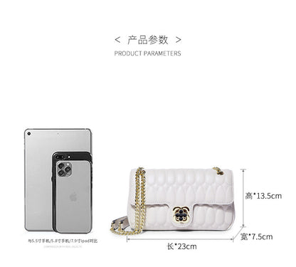Women's bag Stylish Genuine leather chain bag that goes with anything Mini square bag Commuting shoulder bag. Pochette