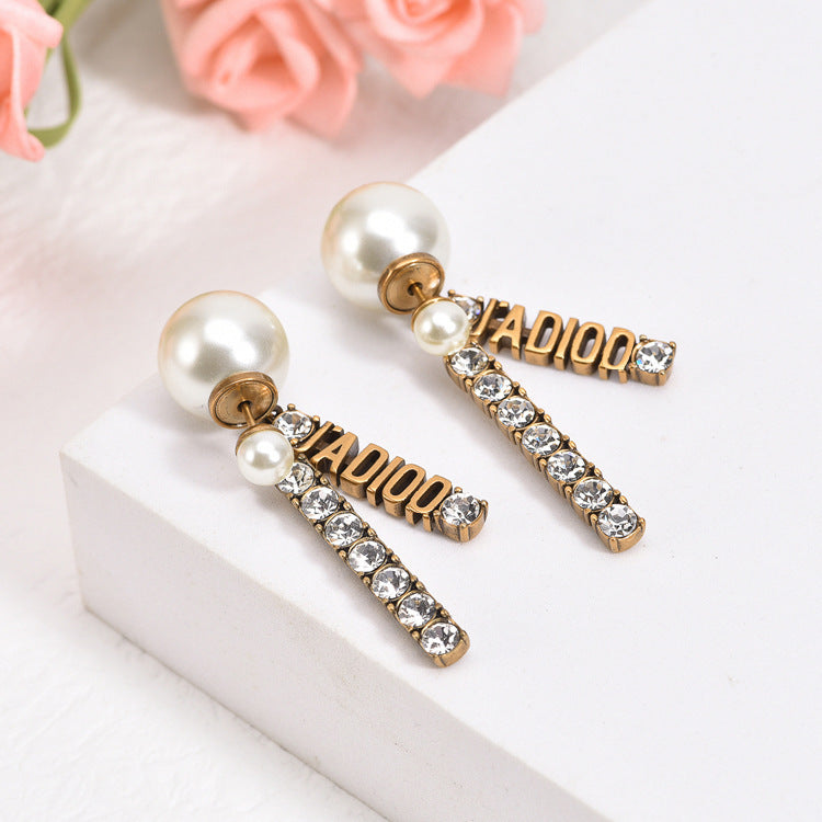 Earrings large and small pearl pattern fashion long pendant earrings