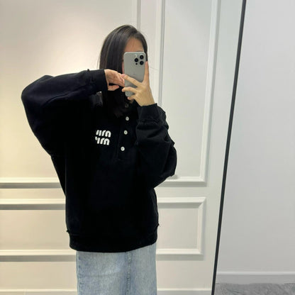 MIUMIU長袖ポロシャツ おしゃれ上着 クールカジュアル ロングtシャツ プルオーバー SY0340
