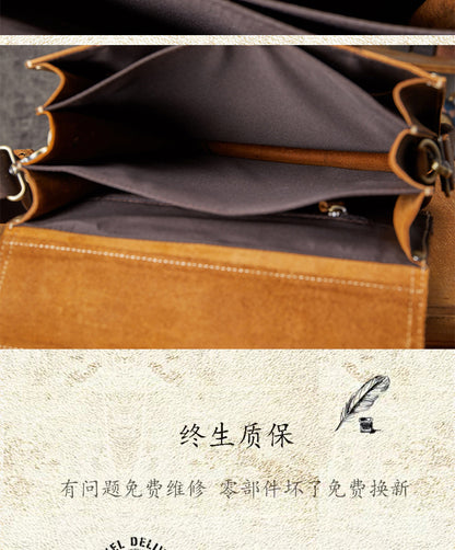Men's Backpack Handcrafted Genuine Cowhide Leather Retro Multifunctional Casual Crossbody Bag Handbag Handbag for Men 