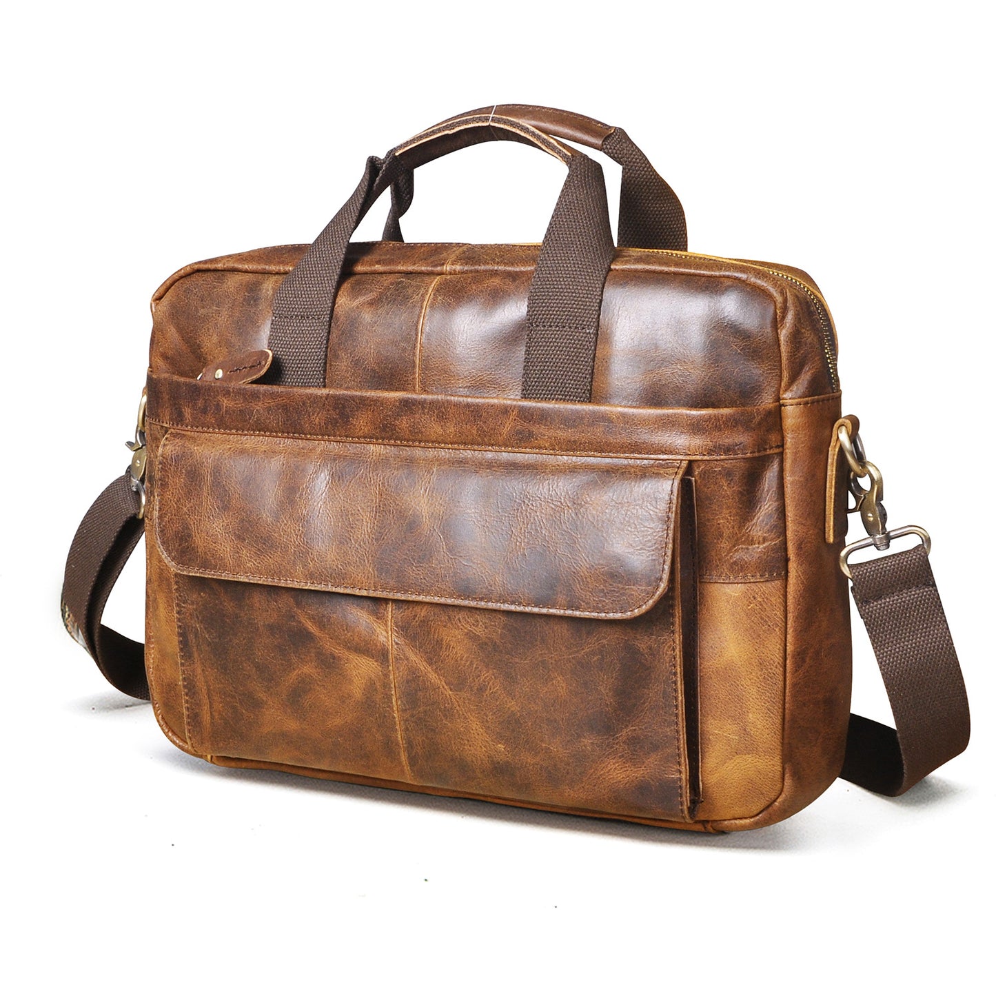 Men's Handbag Briefcase Cowhide Genuine Leather Retro Business Computer Bag for Men 