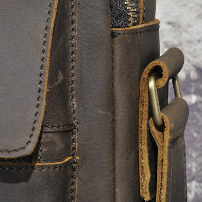Men's Shoulder Bag Genuine Cowhide Leather Retro Outdoor Travel Crossbody Bag for Men 
