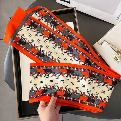 Scarf shape mother pattern double-sided double simulation silk scarf women neck guard decoration