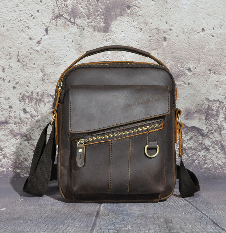 Men's Crossbody Bag Cowhide Genuine Leather Retro Travel Outdoor Men Shoulder Bag 