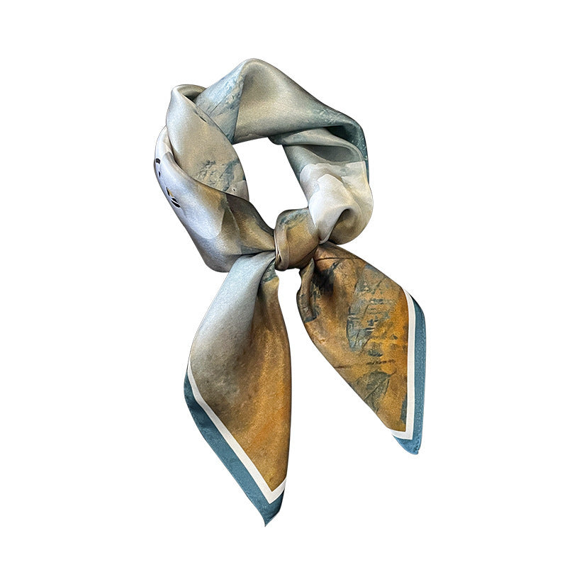 Silk scarf print pattern high quality French fashion ribbon temperament scarf that goes with anything