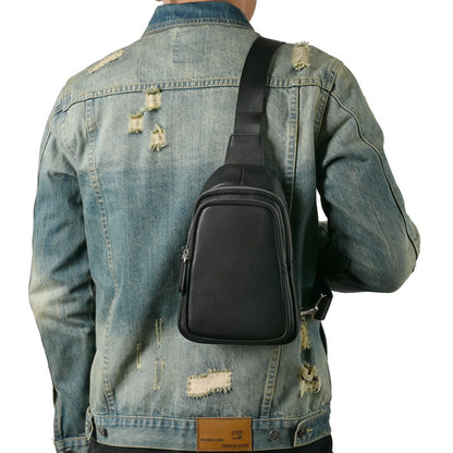 Men's bust bag Genuine cowhide leather retro casual men's crossbody bag smartphone pouch 