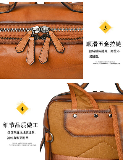 Men's backpack cowhide genuine leather retro fashion computer bag men's casual travel bag 