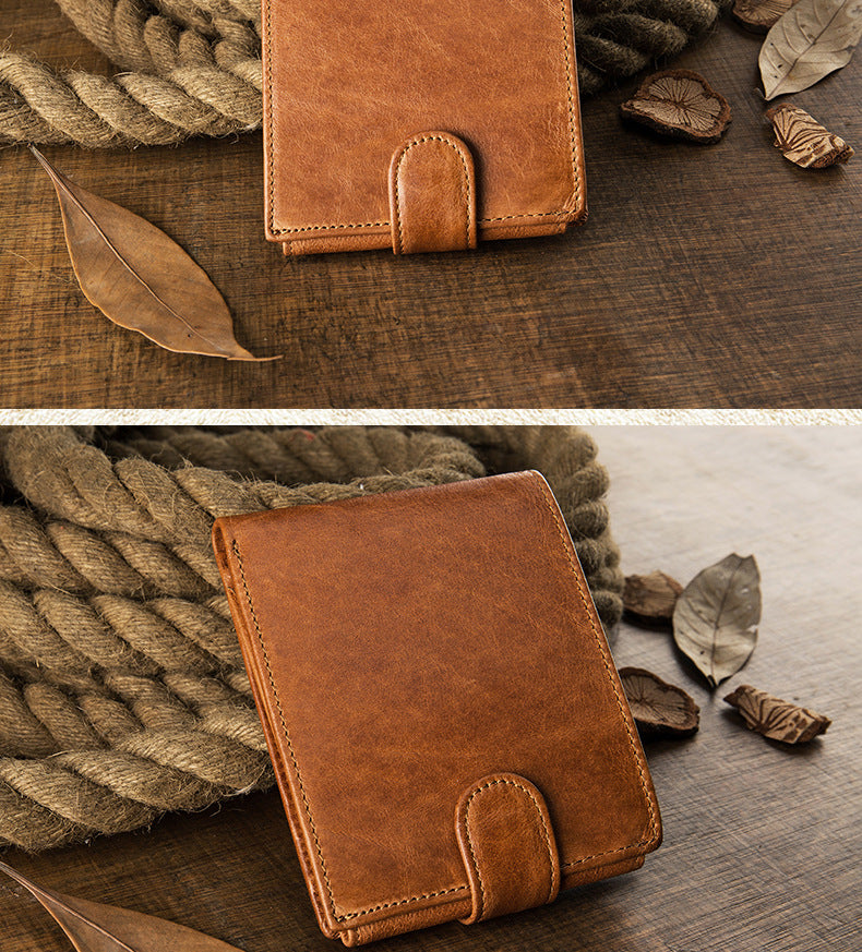 Men's Short Wallet Original Korean Fashion Bifold Soft Leather Multifunctional Driving License Men's Wallet 