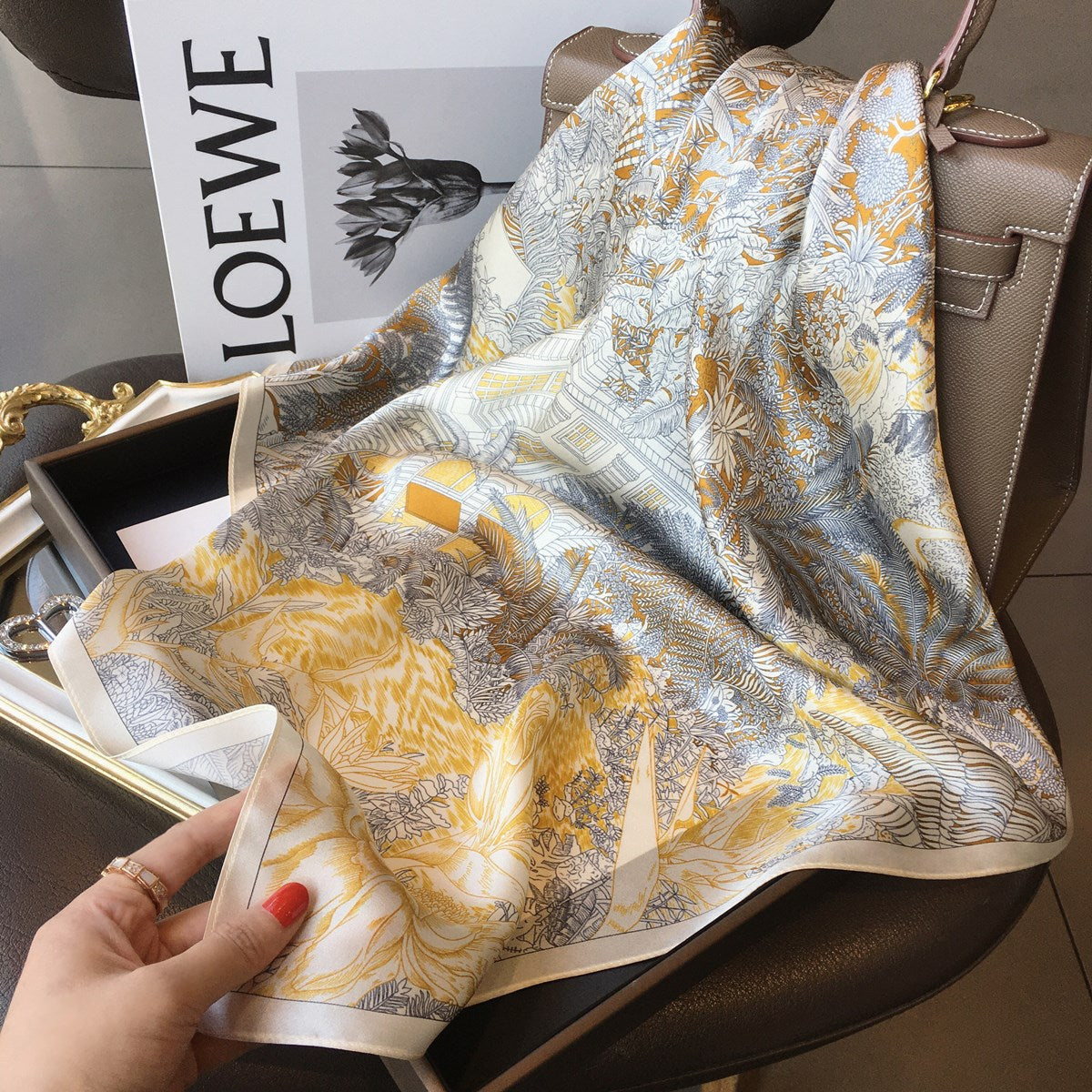 Silk scarf printed pattern fashion elegant temperament high quality scarf pieces