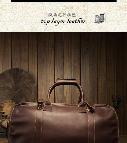 Men's travel bag Genuine cowhide leather large capacity handbag Men's crossbody shoulder bag Luggage bag 