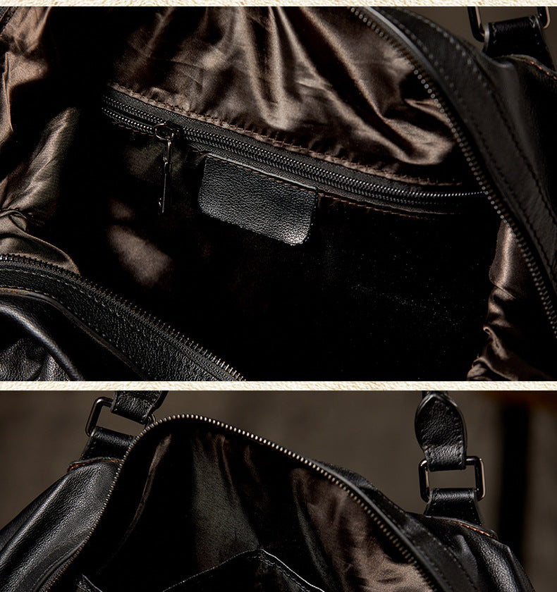 Men's travel bag, handmade genuine cowhide leather, large capacity handbag, business trip, short distance, luggage bag, men's shoulder bag, crossbody bag 