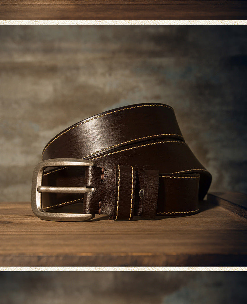 Men's Belt Handmade Genuine Cowhide Leather Large Size Fat 150cm Extra Long Casual Fashion Belt for Men 