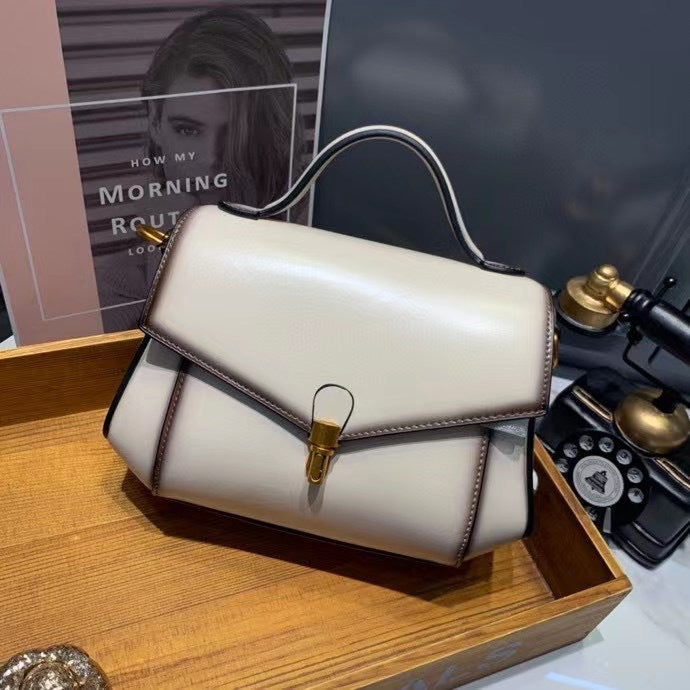 Women's bag Gradient genuine leather handbag with a stylish lid that straddles diagonally Shoulder bag Handbag.bag