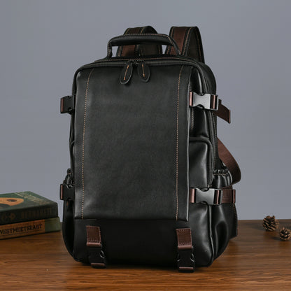 Men's backpack cowhide genuine leather business casual computer bag fashion large capacity travel bag for men 