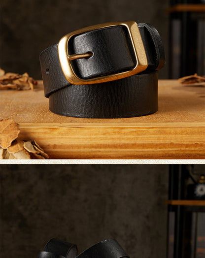 Men's Belt Handmade Genuine Cowhide Leather Needle Buckle Casual Vintage Unique Men's Belt 