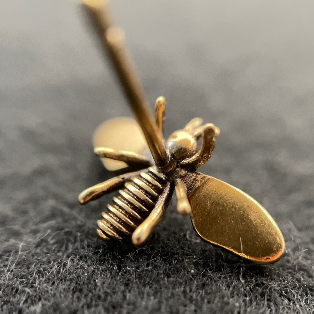 Earrings honey bee women pearl retro ambidextrous high quality temperament earrings 