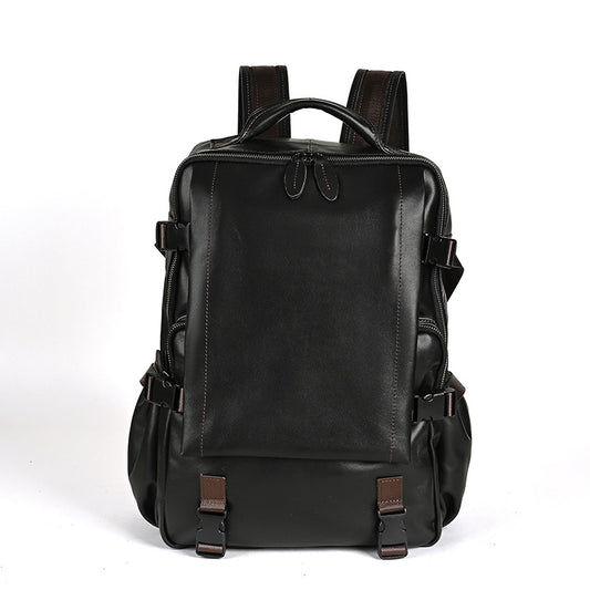 Men's backpack cowhide genuine leather retro casual business travel bag for men computer bag 
