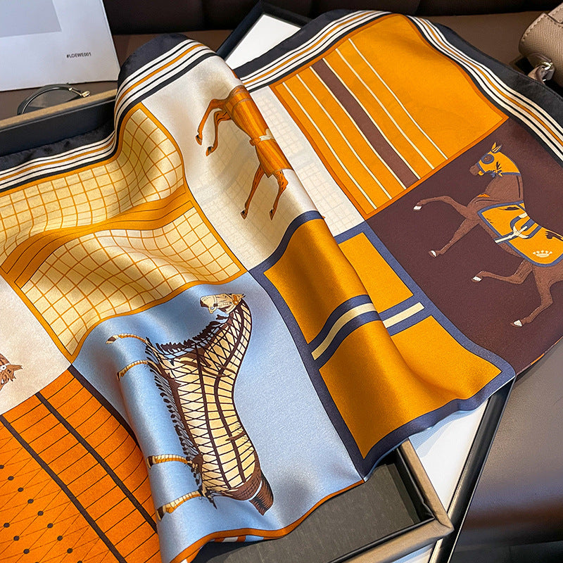 Scarf Printed Pattern Oskarf Pieces Luxury Silk Elegant Sunscreen Commuting Temperament Silk Scarf 