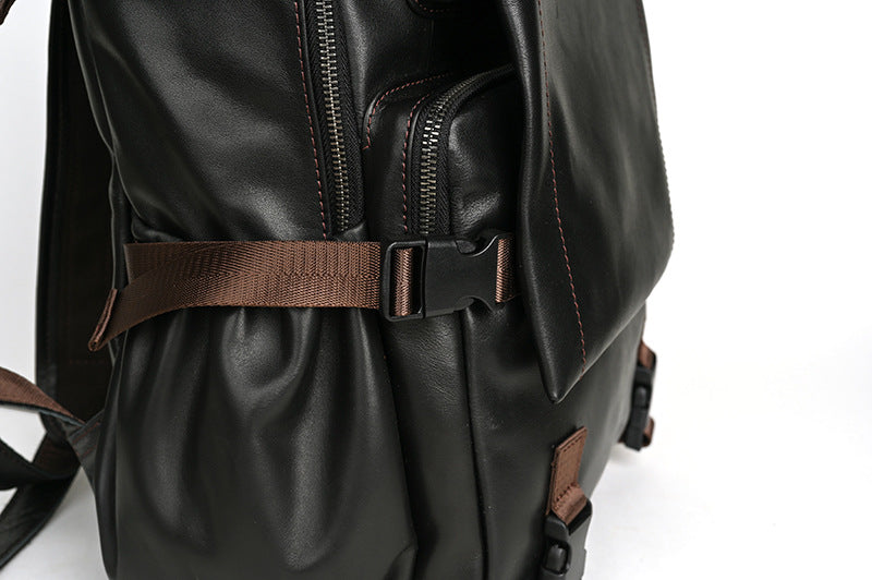 Men's backpack cowhide genuine leather retro casual business travel bag for men computer bag 