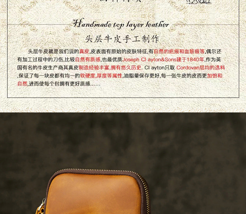 Men's Shoulder Bag Original Crazy Horse Cow Leather Retro Unique Men's Crossbody Bag 