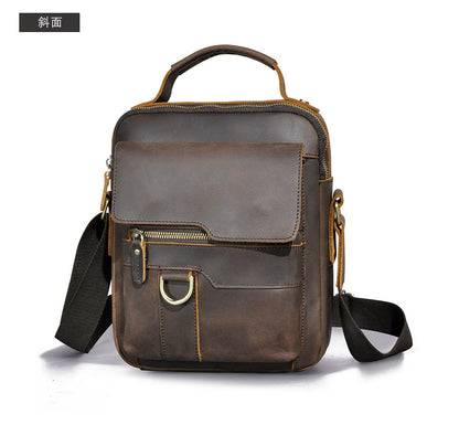 Men's Shoulder Bag Genuine Cowhide Leather Retro Outdoor Travel Crossbody Bag for Men 