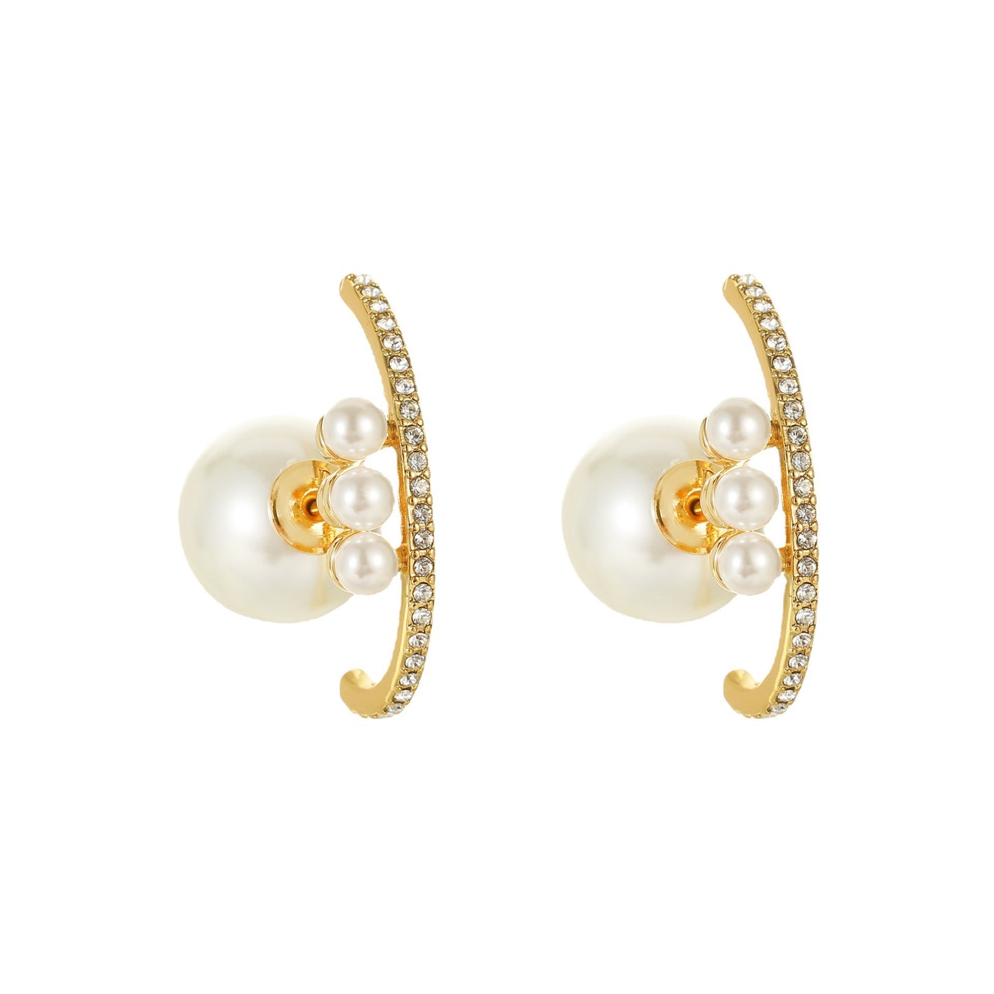 Earrings Pearl Earrings Cubic Chassis Retro Lightweight Luxury Style Earrings 