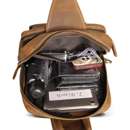 Men's bust bag Genuine cowhide leather outdoor multipurpose crossbody bag for men 