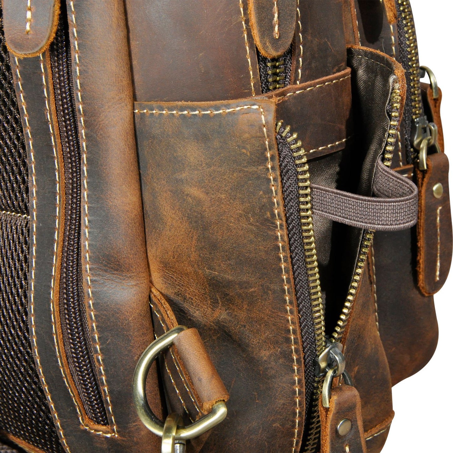 Men's Backpack Cowhide Genuine Leather Versatile Retro Outdoor Fashion Men's Bust Bag 