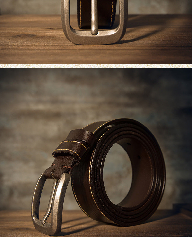 Men's Belt Handmade Genuine Cowhide Leather Large Size Fat 150cm Extra Long Casual Fashion Belt for Men 