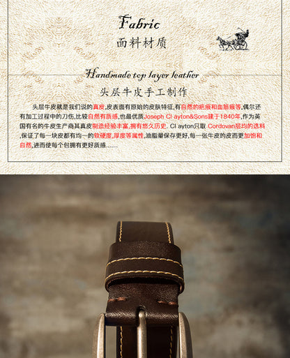 Men's Belt Handmade Genuine Cowhide Leather Large Size Fat 150cm Extra Long Casual Fashion Belt for Men 