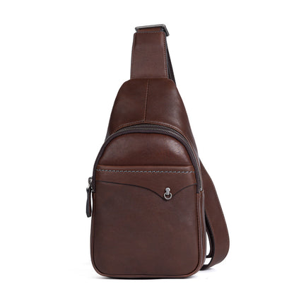 Men's bust bag genuine cowhide leather retro casual crossbody bag for men 