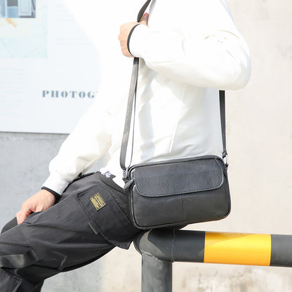 Men's Shoulder Bag Genuine Cowhide Leather Retro Casual Men's Crossbody Bag Messenger Bag 