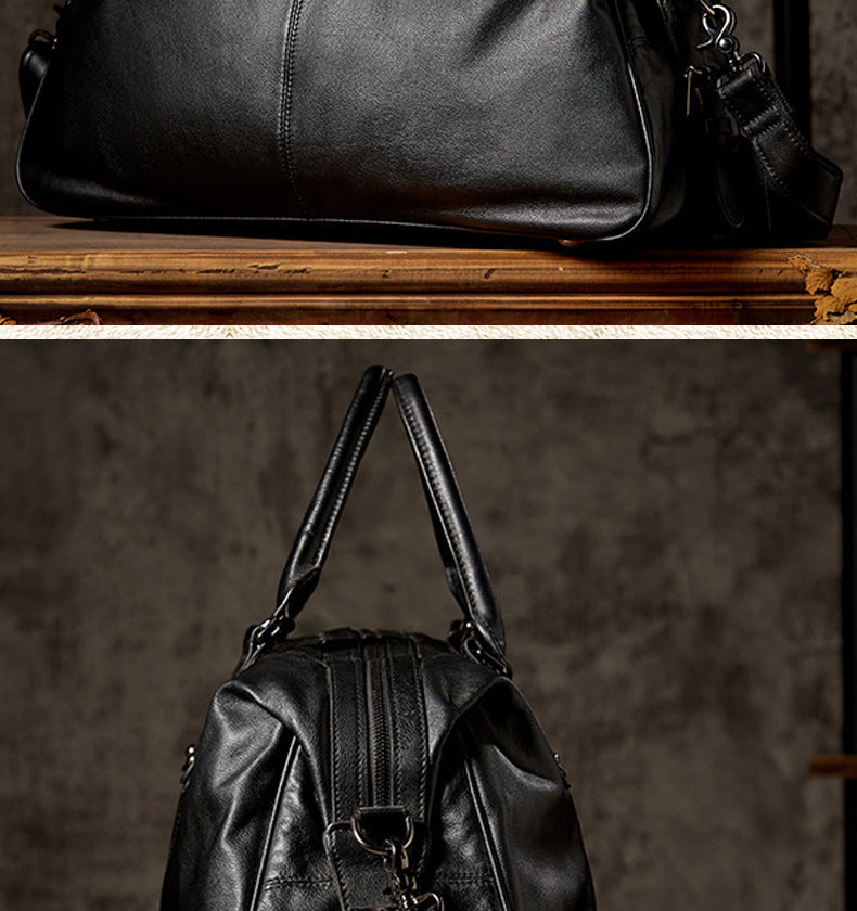 Men's travel bag, handmade genuine cowhide leather, large capacity handbag, business trip, short distance, luggage bag, men's shoulder bag, crossbody bag 