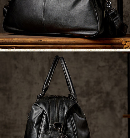Men's travel bag, handmade genuine cowhide leather, large capacity handbag, business trip, short distance, luggage bag, men's shoulder bag, crossbody bag 