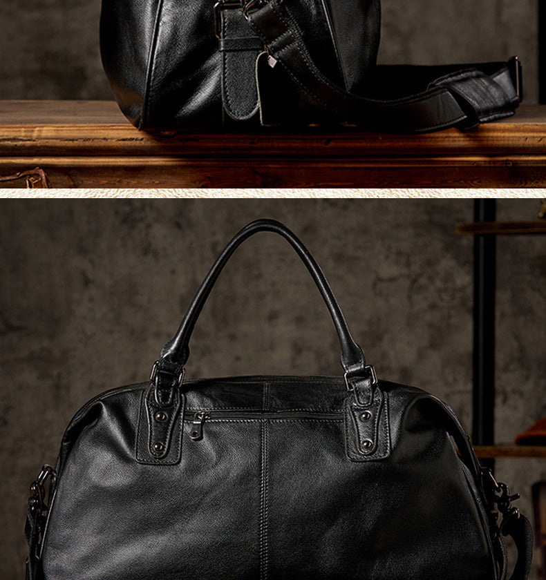 Men's travel bag, handmade genuine cowhide leather, large capacity handbag, business trip, short distance, luggage bag, men's shoulder bag, crossbody bag 