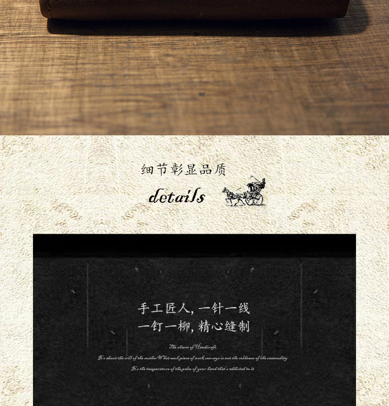 Men's Short Wallet Original Handmade Cowhide Genuine Leather Crazy Horse Retro Korean Fashion Coin Purse Men's Wallet 