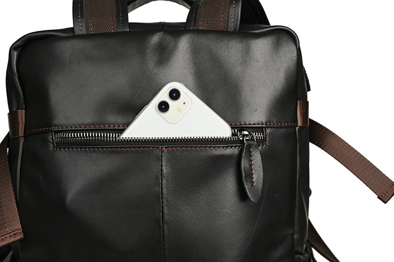 Men's backpack cowhide genuine leather retro casual business travel bag for men computer bag 