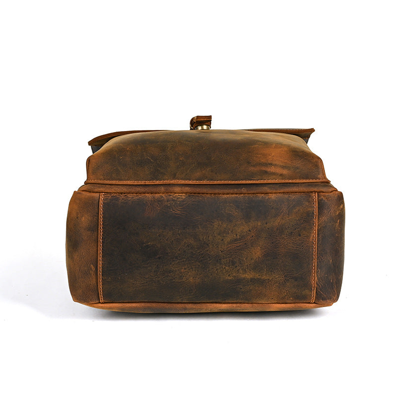 Men's backpack cowhide genuine leather retro casual computer bag for men 