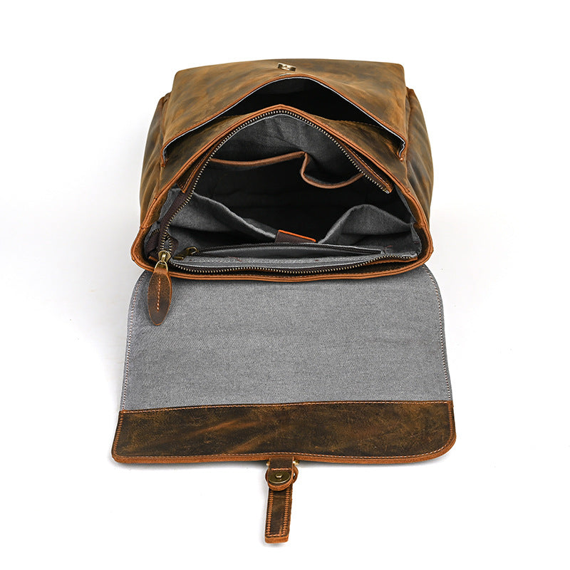 Men's backpack cowhide genuine leather retro casual computer bag for men 